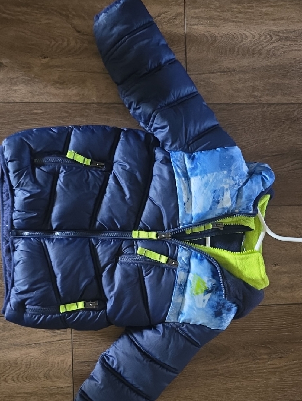 Snozu Navy Puffer Jacket with Lime Accents